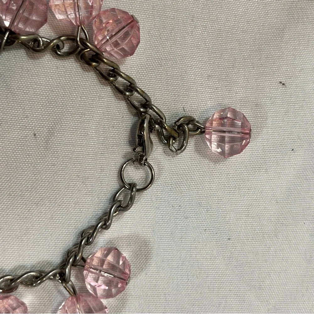 Pretty Silver Bracelet with Pink Beads